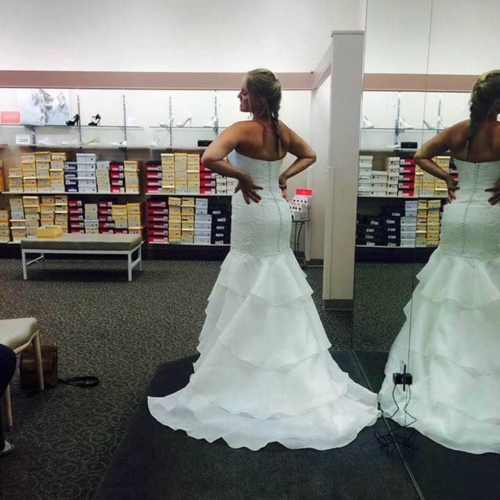 Melissa Sweet Strapless Trumpet White Wedding Dress - Picture 5 of 5
